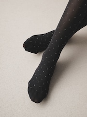 Black/Silver Sparkle Spot Pattern Tights 1 Pack - Image 4 of 4