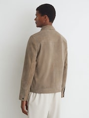 Marrom Taupe - Reiss Granual Suede Twin-Pocket Jacket - Imagem 5 de 8