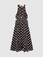 Reiss Chocolate Brown/Ivory Nayla Dress - Image 2 of 7