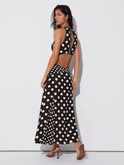 Reiss Chocolate Brown/Ivory Nayla Dress - Image 3 of 7