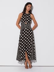 Reiss Chocolate Brown/Ivory Nayla Dress - Image 4 of 7