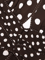 Reiss Chocolate Brown/Ivory Nayla Dress - Image 6 of 7