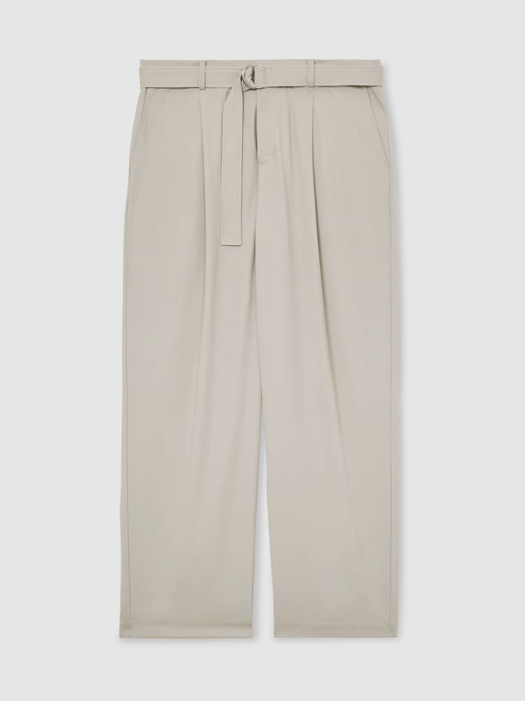 Reiss Light Stone Walker Belted Relaxed-Fit Pleated Trousers - Image 2 of 8