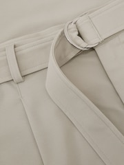 Reiss Light Stone Walker Belted Relaxed-Fit Pleated Trousers - Image 8 of 8