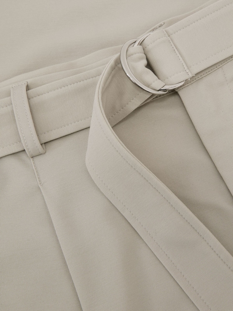 Reiss Light Stone Walker Belted Relaxed-Fit Pleated Trousers - Image 8 of 8
