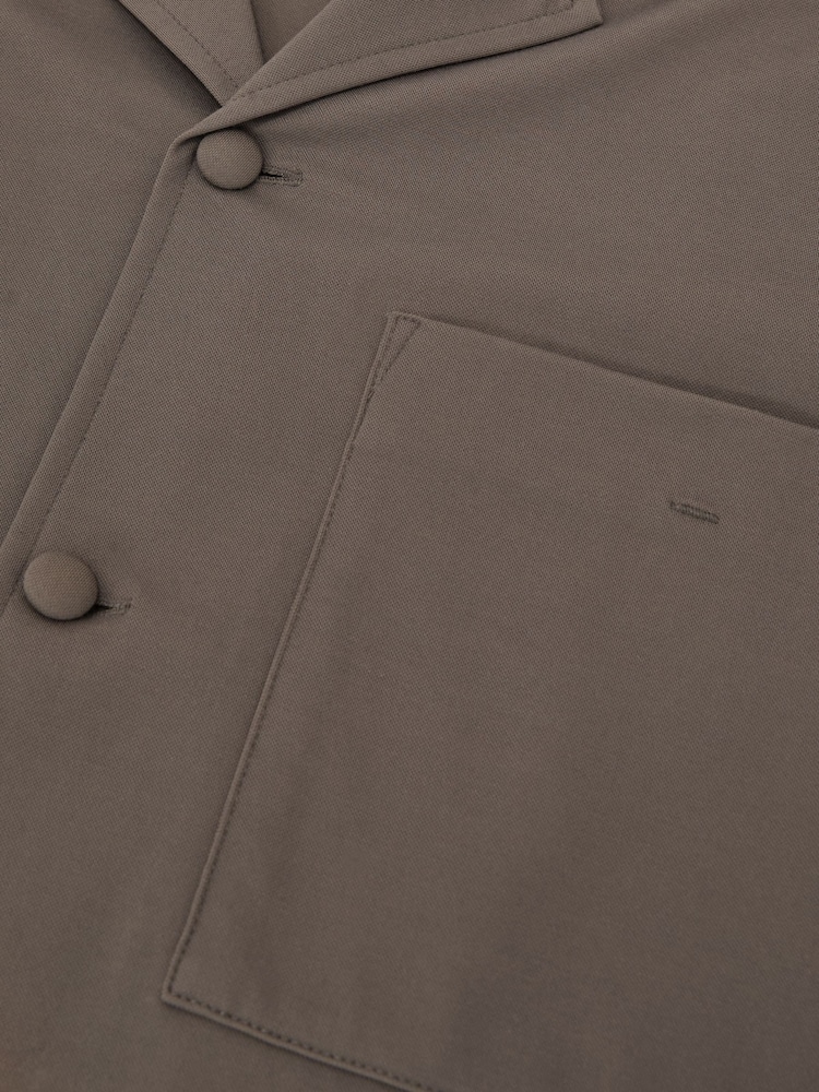 Reiss Taupe Brown Russo Cuban-Collar Short-Sleeve Shirt - Image 6 of 6 Reiss Taupe Brown Russo Cuban-Collar Short-Sleeve Shirt - Image 6 of 6