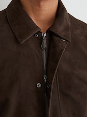 Reiss Dark Brown Granual Suede Twin-Pocket Jacket - Image 3 of 9
