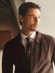 Reiss Dark Brown Granual Suede Twin-Pocket Jacket - Image 4 of 9