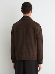 Reiss Dark Brown Granual Suede Twin-Pocket Jacket - Image 8 of 9