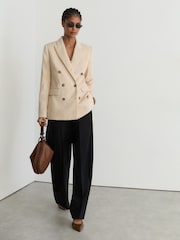 Reiss Cream Sadie Cotton Corduroy Double-Breasted Blazer - Image 1 of 7