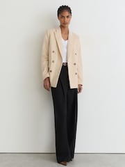 Reiss Cream Sadie Cotton Corduroy Double-Breasted Blazer - Image 6 of 7