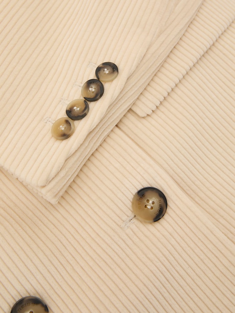Reiss Cream Sadie Cotton Corduroy Double-Breasted Blazer - Image 7 of 7 Reiss Cream Sadie Cotton Corduroy Double-Breasted Blazer - Image 7 of 7