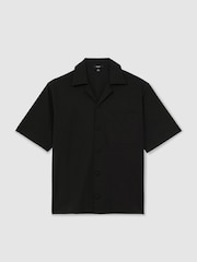 Reiss Black Russo Cuban-Collar Short-Sleeve Shirt - Image 2 of 6