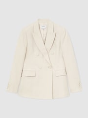 Reiss White Ottie Petite Jacquard Double-Breasted Suit Blazer - Image 2 of 10