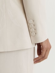 Reiss White Ottie Petite Jacquard Double-Breasted Suit Blazer - Image 5 of 10