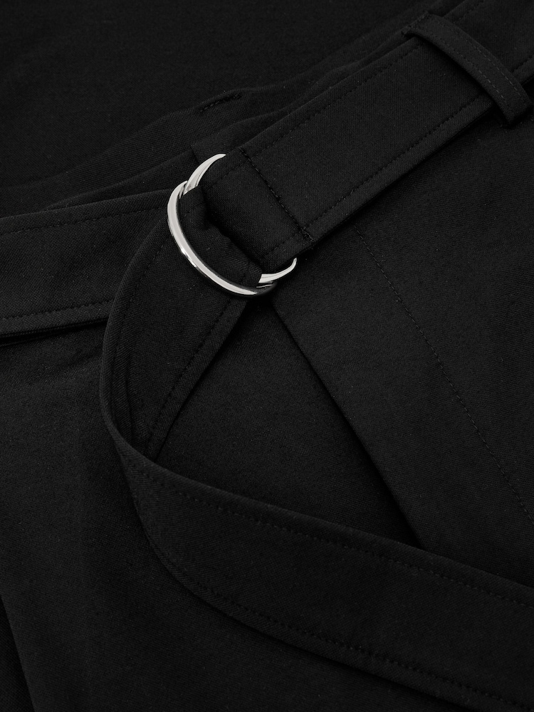Reiss Black Walker Belted Relaxed-Fit Pleated Trousers - Image 7 of 7 Reiss Black Walker Belted Relaxed-Fit Pleated Trousers - Image 7 of 7
