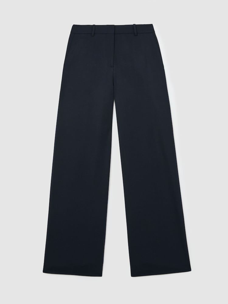 Reiss Navy Solene Tall Wool-Blend Wide-Leg Suit Trousers - Image 2 of 7