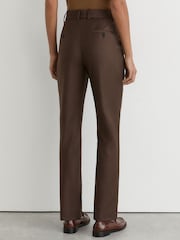 Reiss Mocha Brown Derby Wool-Blend Slim-Leg Trousers - Image 5 of 7