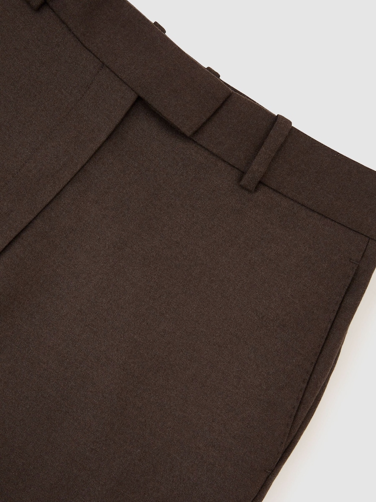 Reiss Mocha Brown Derby Wool-Blend Slim-Leg Trousers - Image 7 of 7 Reiss Mocha Brown Derby Wool-Blend Slim-Leg Trousers - Image 7 of 7
