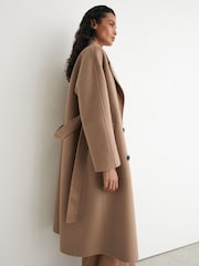 Reiss Camel Marina Wool-Blend Blindseam Double-Breasted Coat - Image 4 of 9