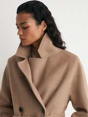 Reiss Camel Marina Wool-Blend Blindseam Double-Breasted Coat - Image 6 of 9
