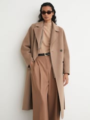 Reiss Camel Marina Wool-Blend Blindseam Double-Breasted Coat - Image 8 of 9