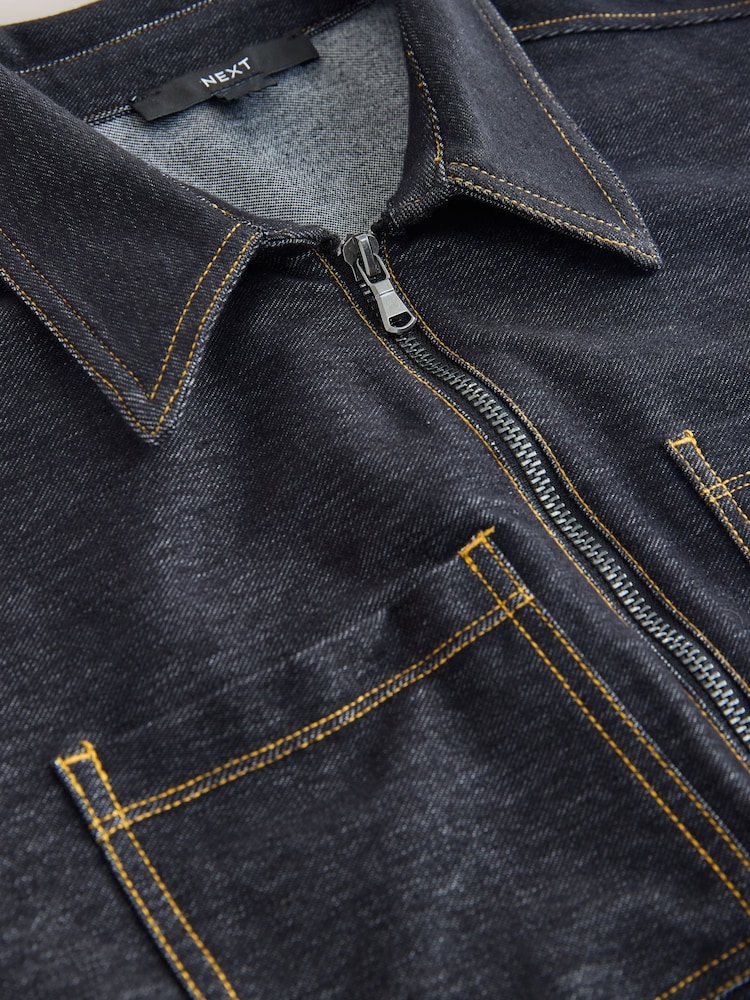 Noir - Combinaison en jersey de denim - Image 2 de 3 Noir - Combinaison en jersey de denim - Image 2 de 3