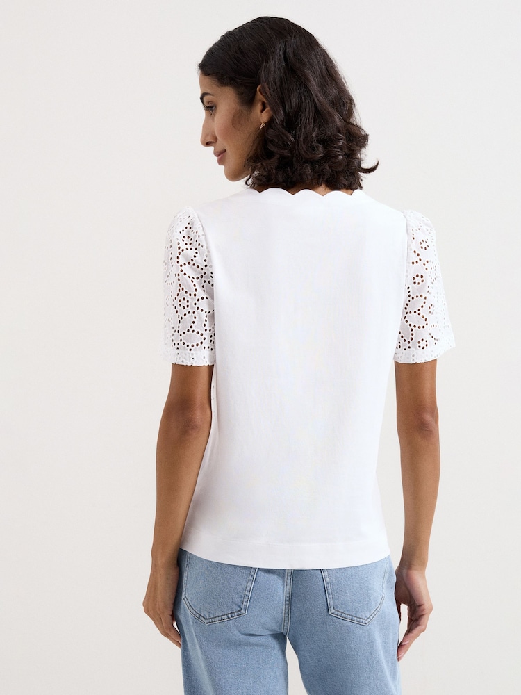 Phase Eight White Freya Scallop T-Shirt - Image 2 of 6