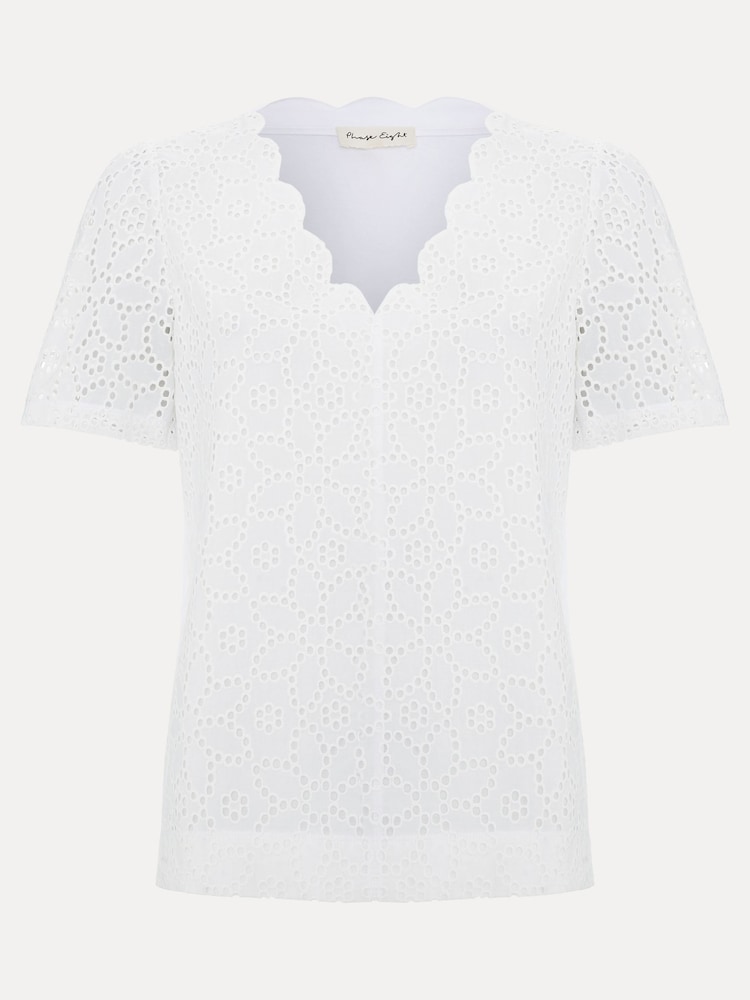 Phase Eight White Freya Scallop T-Shirt - Image 6 of 6