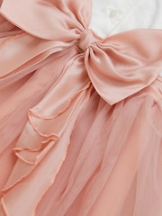Monsoon Pink Baby Puff Sleeve Sateen Tulle Party Dress - Image 3 of 3