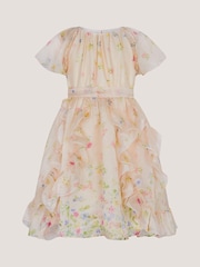 Monsoon Pink Ditsy Floral Ruffle Party Dress - Image 1 of 3