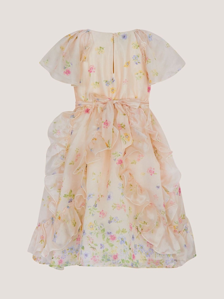 Monsoon Pink Ditsy Floral Ruffle Party Dress - Image 2 of 3