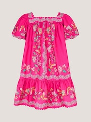 Monsoon Pink Ariella Sequin Print Scallop Trim Dress - Image 1 of 2