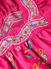 Monsoon Pink Ariella Sequin Print Scallop Trim Dress - Image 3 of 3