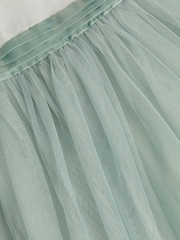 Monsoon Sage Green Puff Sleeve Satin Tulle Dress - Image 5 of 5