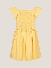 Monsoon Yellow Stripe Shirred Lace Trim Dress - Image 1 of 2