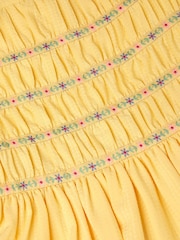 Monsoon Yellow Stripe Shirred Lace Trim Dress - Image 2 of 2