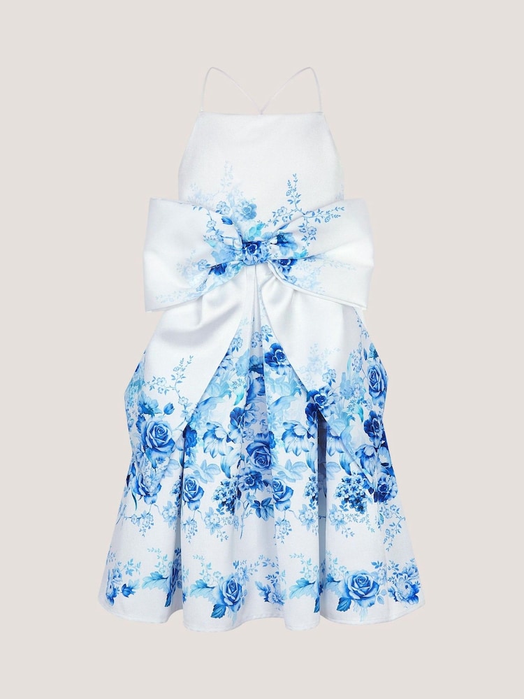 Monsoon Rose Print Bow Party Dress - Imaginea 2 din 4 Monsoon Rose Print Bow Party Dress - Imaginea 2 din 4