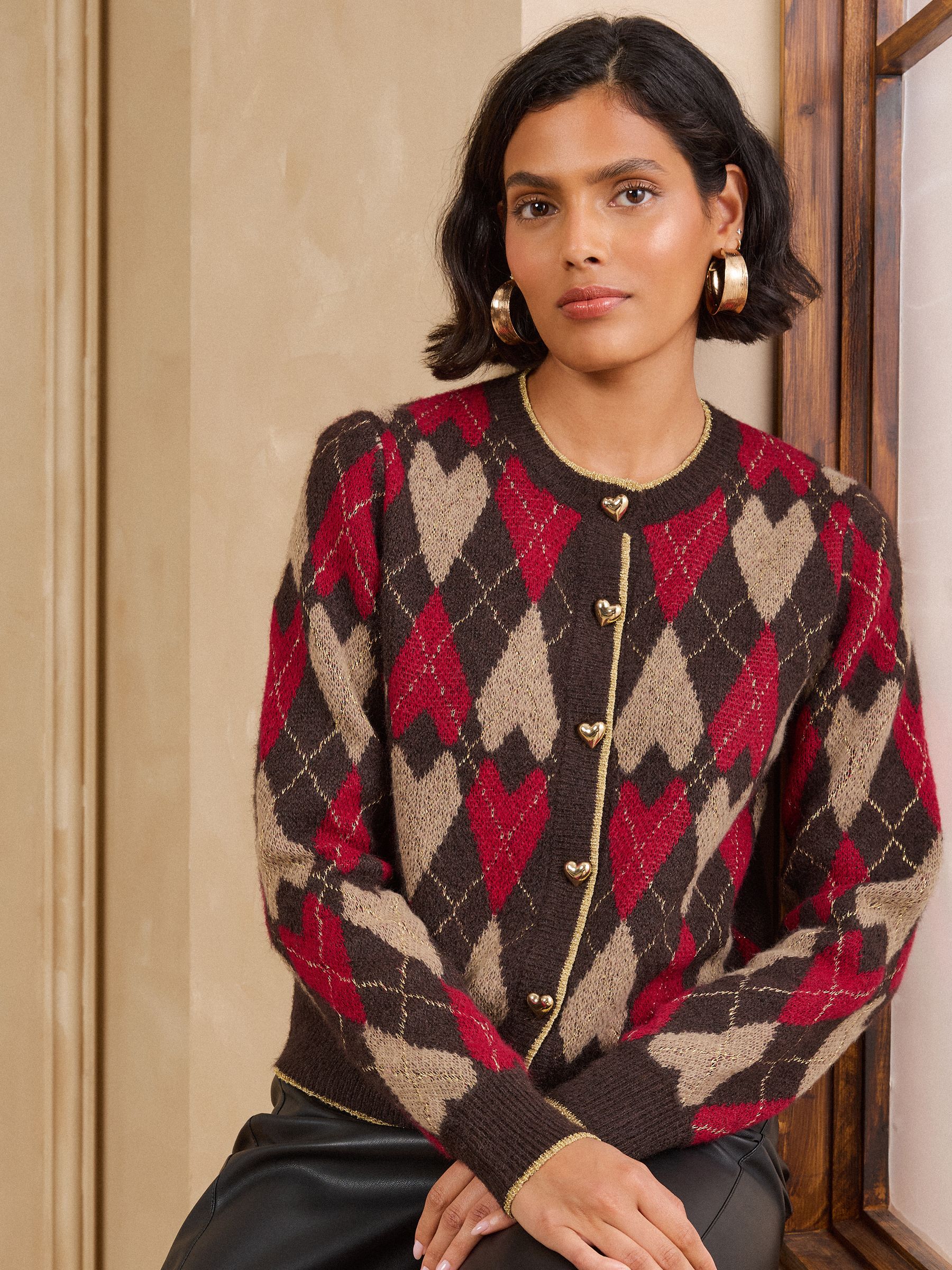 Comprar Love & Roses Heart Detail Cosy Crew Neck Knitted Cardigan