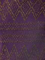 Love & Roses Purple Sparkle Detail Batwing Slash Neck Knitted Party Top - Image 4 of 5