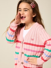 Crew Clothing Pink Cable Cricket Cardigan - Image 1 of 4