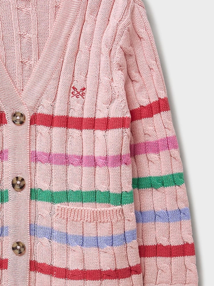 Crew Clothing Pink Cable Cricket Cardigan - Image 4 of 4 Crew Clothing Pink Cable Cricket Cardigan - Image 4 of 4