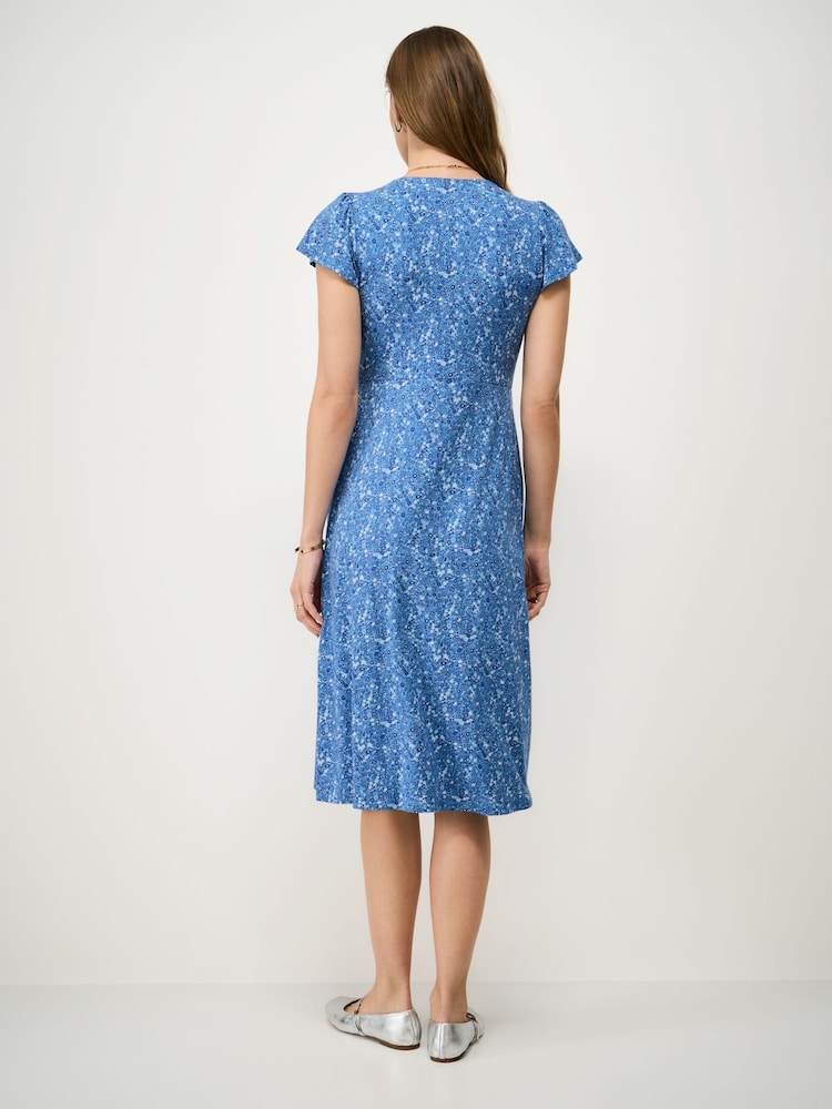 Γαλάζιο - Crew Clothing Φόρεμα με φλοράλ ζέρσεϊ Alyssia Με κουμπιά Meadow - Εικόνα 2 από 5