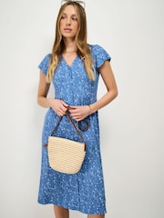 Γαλάζιο - Crew Clothing Φόρεμα με φλοράλ ζέρσεϊ Alyssia Με κουμπιά Meadow - Εικόνα 3 από 5