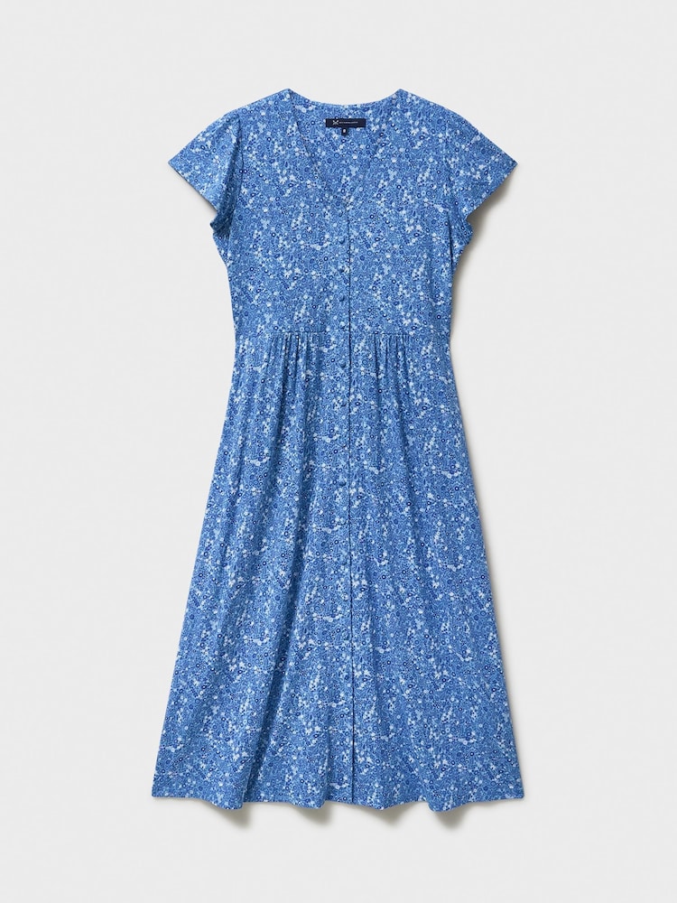 Γαλάζιο - Crew Clothing Φόρεμα με φλοράλ ζέρσεϊ Alyssia Με κουμπιά Meadow - Εικόνα 5 από 5