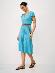 Μπλε - Crew Clothing Φόρεμα με φλοράλ ζέρσεϊ Alyssia Με κουμπιά Meadow - Εικόνα 1 από 5