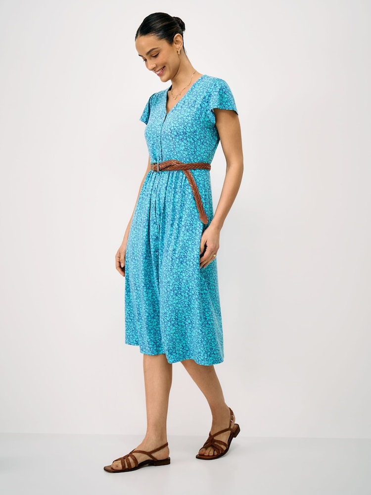 Μπλε - Crew Clothing Φόρεμα με φλοράλ ζέρσεϊ Alyssia Με κουμπιά Meadow - Εικόνα 1 από 5