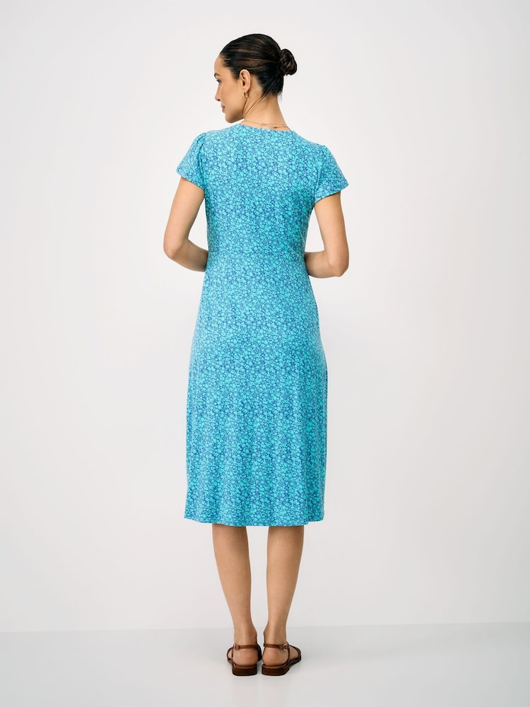 Μπλε - Crew Clothing Φόρεμα με φλοράλ ζέρσεϊ Alyssia Με κουμπιά Meadow - Εικόνα 2 από 5