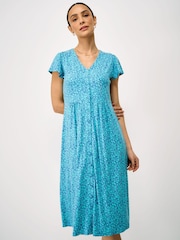 Μπλε - Crew Clothing Φόρεμα με φλοράλ ζέρσεϊ Alyssia Με κουμπιά Meadow - Εικόνα 3 από 5