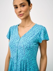 Μπλε - Crew Clothing Φόρεμα με φλοράλ ζέρσεϊ Alyssia Με κουμπιά Meadow - Εικόνα 4 από 5